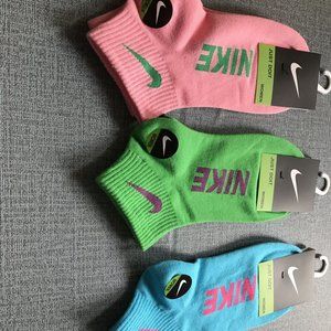 Nike pink green blue socks